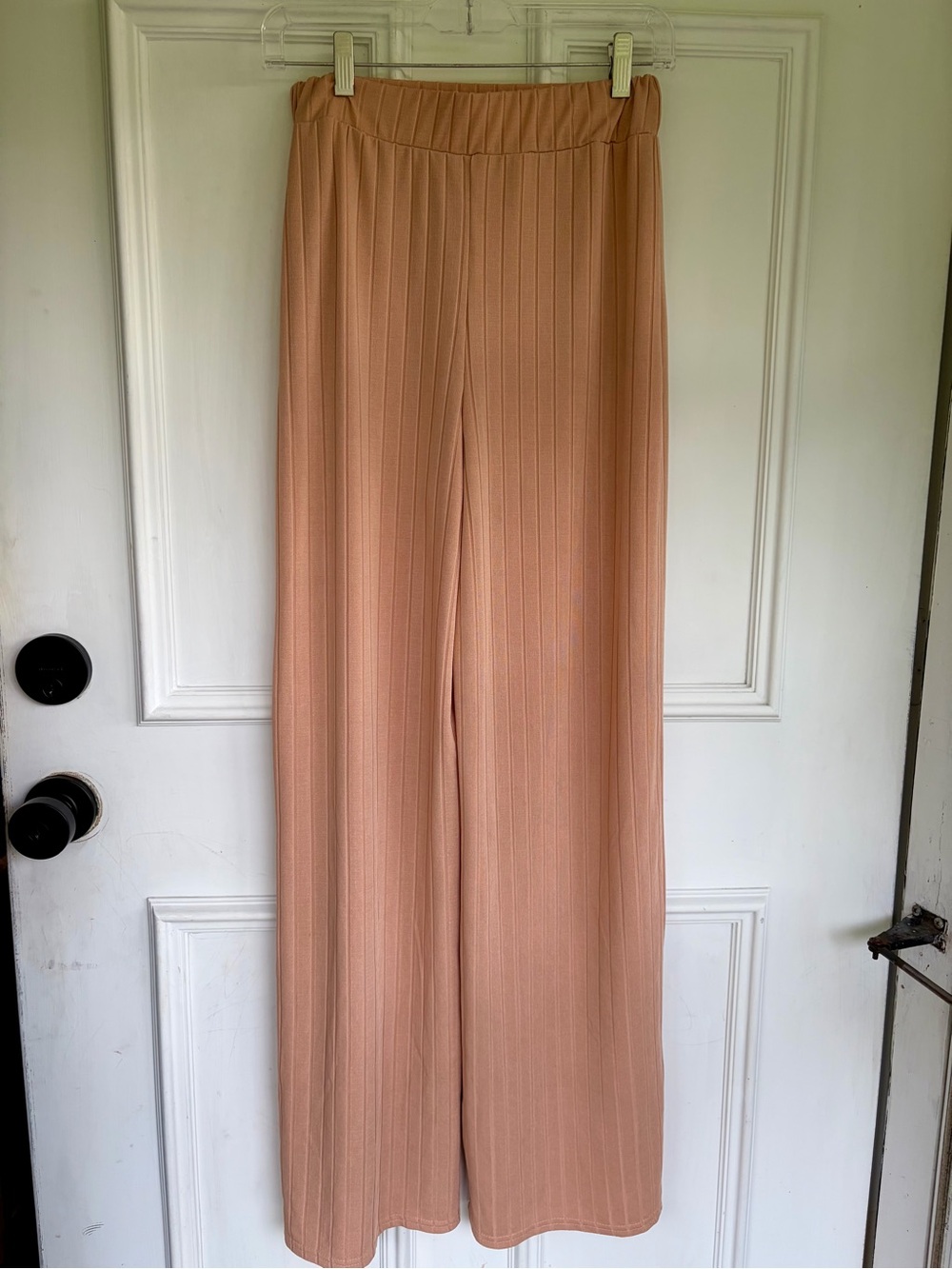 Nasty Gal Peach Ribbed Wide Leg Pants
